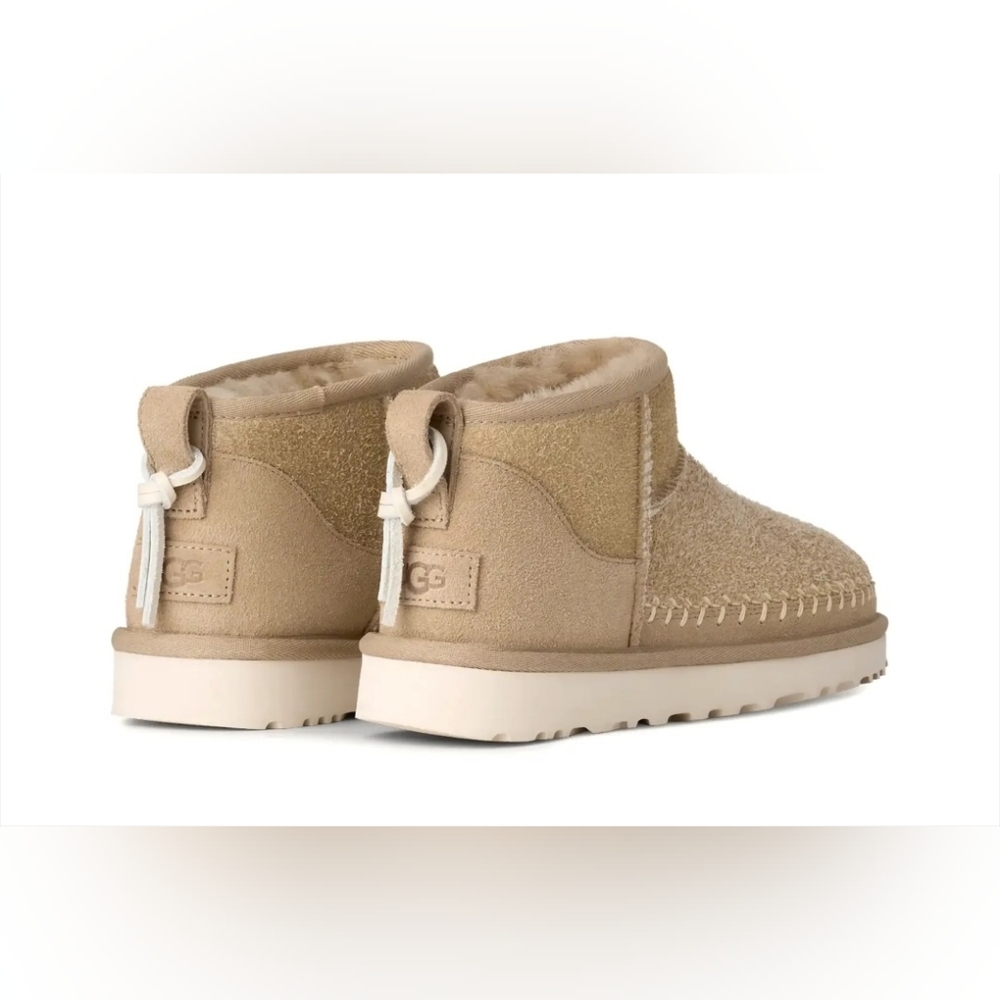Size 8  UGG Classic Ultra Mini Biarrite Tan Suede Ankle Boots For Women's - Picture 4 of 11